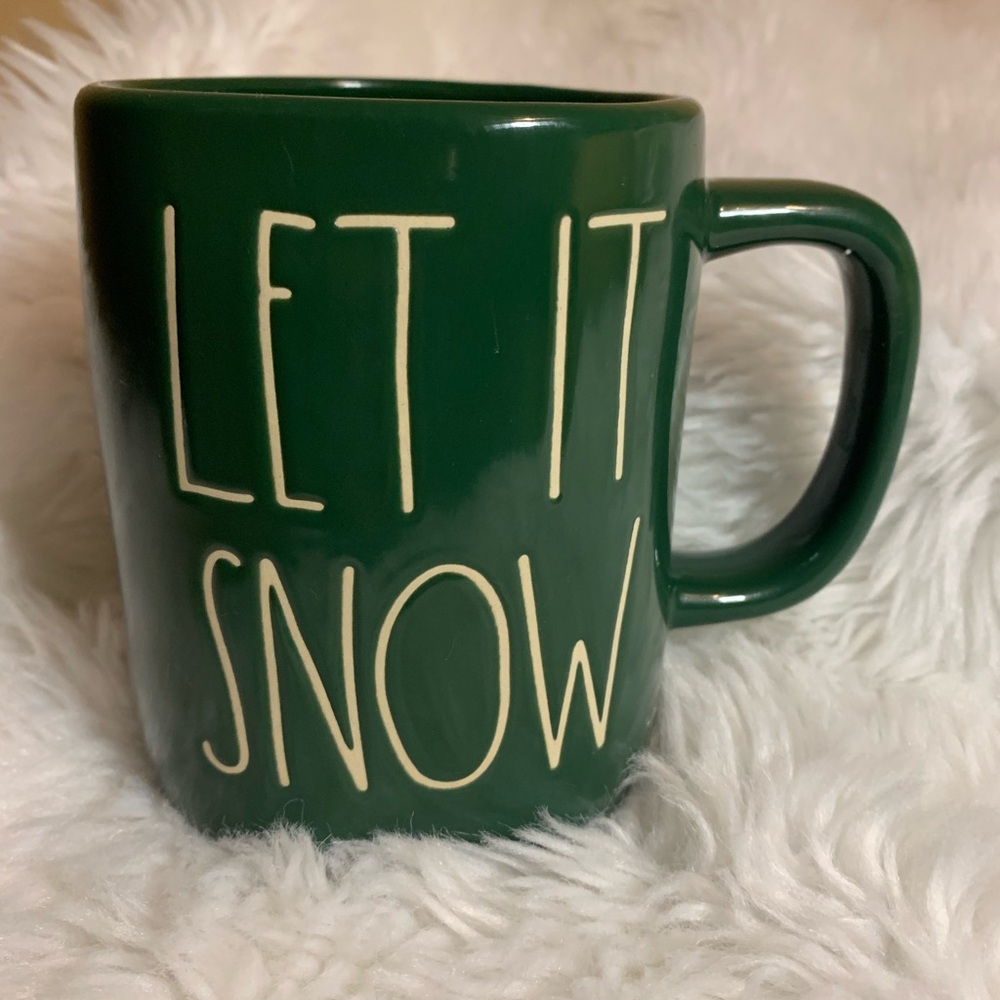 RAE DUNN deep evergreen larger LET IT SNOW ceramic mug NWT